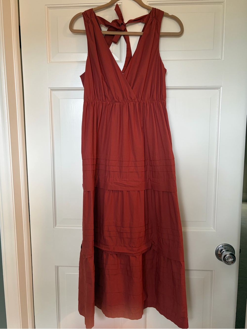 Marie Oliver Rust Maxi Dress with Tie-Back
